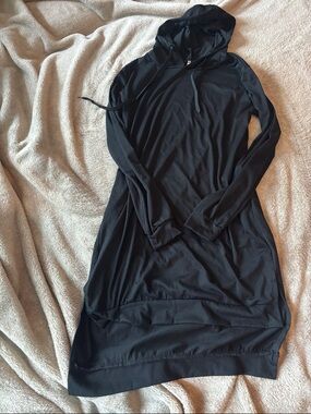Black Hooded Long Sleeve Women's Dress